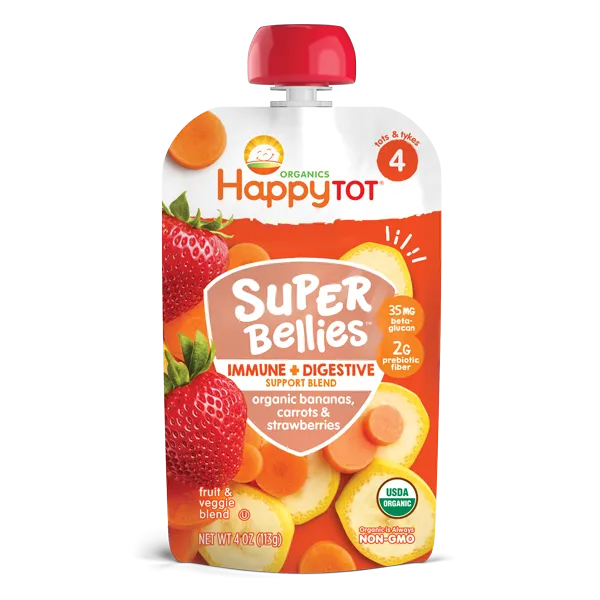 [2-Pack] Happy Baby Happy Family Happy Tot Super Bellies- Bananas, Carrots & Strawberries, 113g (For 2yr up) Exp: 12/25