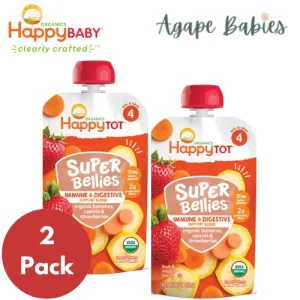 [2-Pack] Happy Baby Happy Family Happy Tot Super Bellies- Bananas, Carrots & Strawberries, 113g (For 2yr up) Exp: 12/25