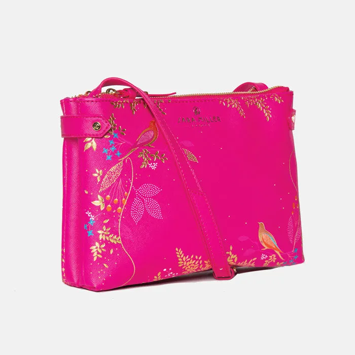 Pink Birds Zip Top Crossbody