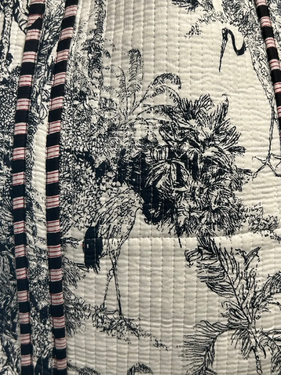 Reversible Cotton Quilted Tote - Monochrome Garden