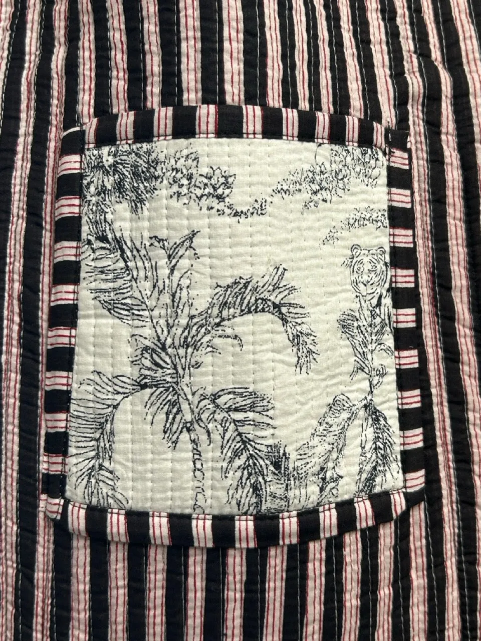 Reversible Cotton Quilted Tote - Monochrome Garden
