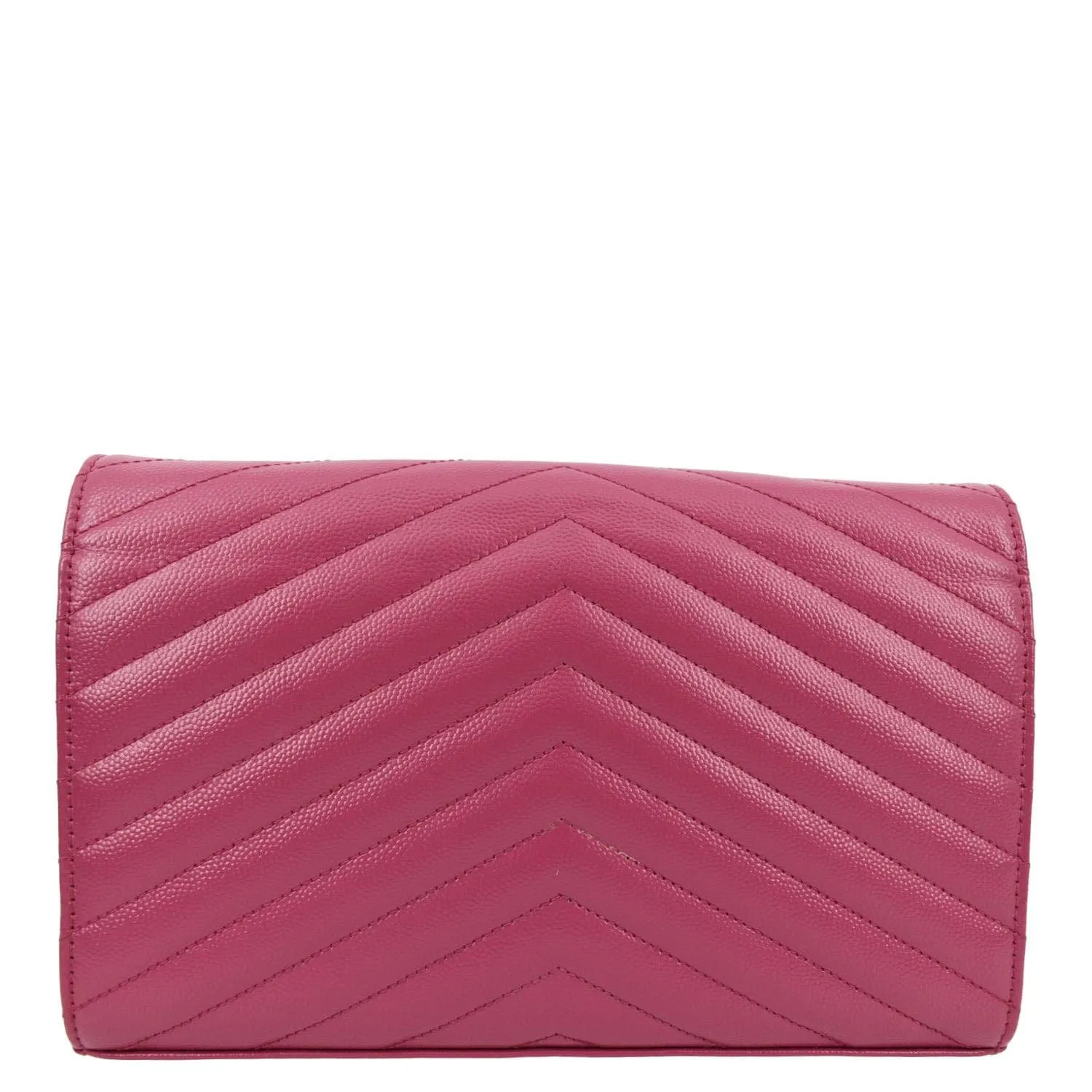 YVES SAINT LAURENT Cassandre Matelasse Chain Wallet Crossbody Bag Fuchsia